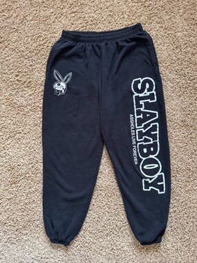 Black SLAYBOY Assholes Live Forever Jogger Pants